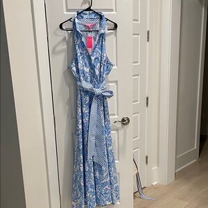 Lilly Pulitzer, seaweed, nautical and striped cotton button-down dress
